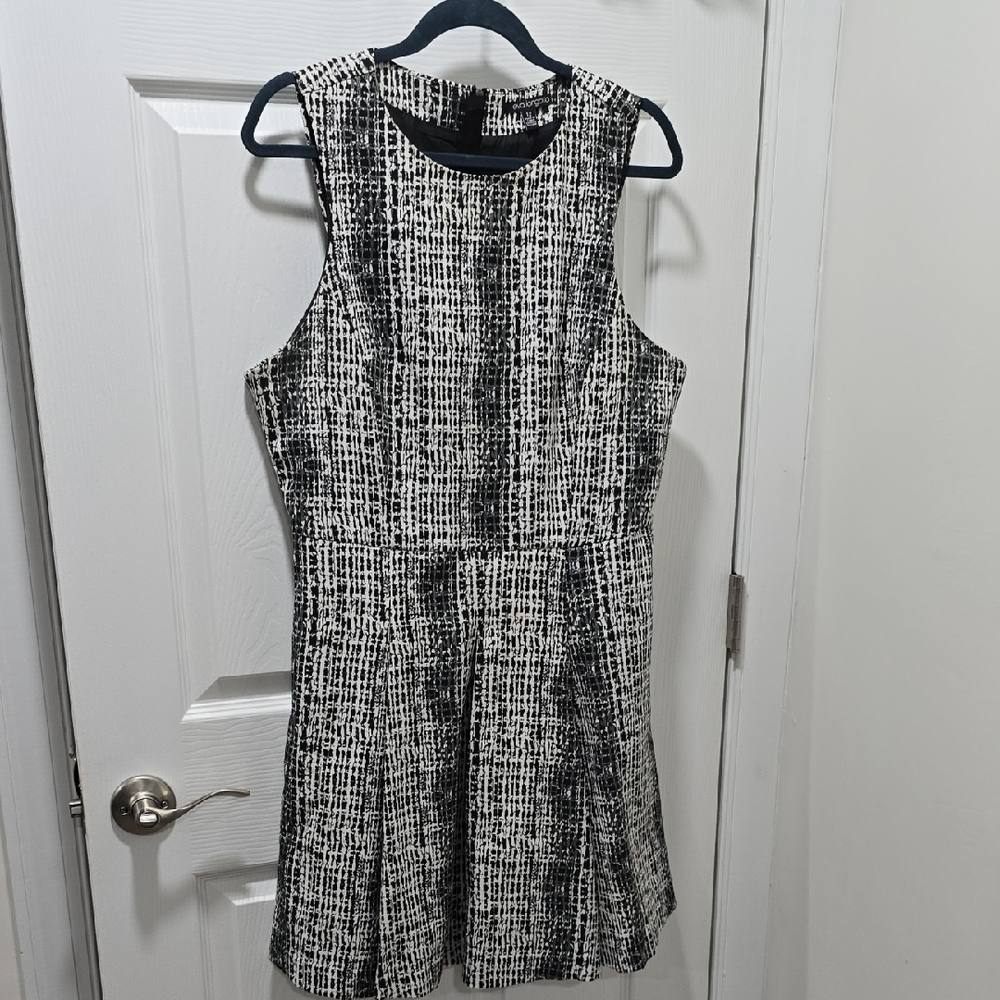 Chic Black and White Tweed Mini Dress